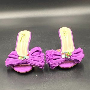 FSJ purple peep toe kitten low heels slip on mules sandals pumps shoes